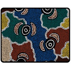 Authentic Aboriginal Art - Riverside Dreaming Fleece Blanket (medium) by hogartharts