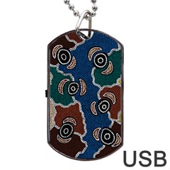 Authentic Aboriginal Art - Riverside Dreaming Dog Tag Usb Flash (two Sides) by hogartharts