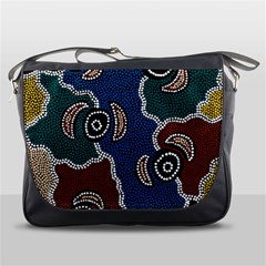 Authentic Aboriginal Art - Riverside Dreaming Messenger Bag by hogartharts