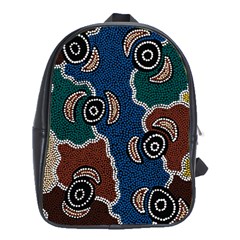 Authentic Aboriginal Art - Riverside Dreaming School Bag (xl) by hogartharts