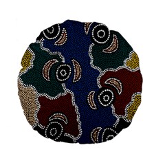 Authentic Aboriginal Art - Riverside Dreaming Standard 15  Premium Flano Round Cushions by hogartharts