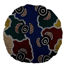 Authentic Aboriginal Art - Riverside Dreaming Large 18  Premium Flano Round Cushions by hogartharts