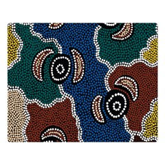 Authentic Aboriginal Art - Riverside Dreaming Two Sides Premium Plush Fleece Blanket (large) by hogartharts