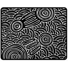 Authentic Aboriginal Art - Meeting Places Two Sides Fleece Blanket (medium) by hogartharts