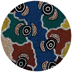 Authentic Aboriginal Art - Riverside Dreaming Wooden Puzzle Round by hogartharts