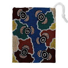 Authentic Aboriginal Art - Riverside Dreaming Drawstring Pouch (4xl) by hogartharts