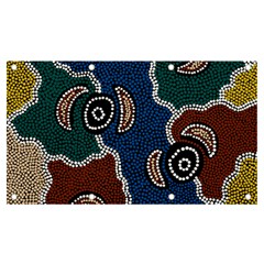 Authentic Aboriginal Art - Riverside Dreaming Banner And Sign 7  X 4  by hogartharts