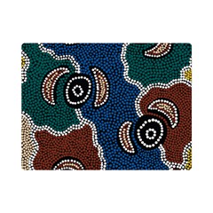 Authentic Aboriginal Art - Riverside Dreaming Premium Plush Fleece Blanket (mini) by hogartharts