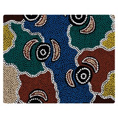 Authentic Aboriginal Art - Riverside Dreaming Premium Plush Fleece Blanket (medium) by hogartharts