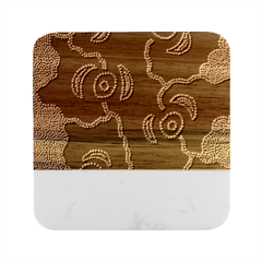 Authentic Aboriginal Art - Riverside Dreaming Marble Wood Coaster (square)