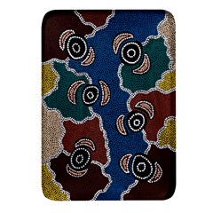 Authentic Aboriginal Art - Riverside Dreaming Rectangular Glass Fridge Magnet (4 Pack) by hogartharts