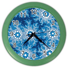 Authentic Aboriginal Art - Waterhole Dreaming Color Wall Clock by hogartharts