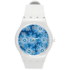 Authentic Aboriginal Art - Waterhole Dreaming Round Plastic Sport Watch (m) by hogartharts