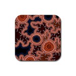 Authentic Aboriginal Art - Pathways Rubber Coaster (Square) Front