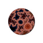 Authentic Aboriginal Art - Pathways Rubber Round Coaster (4 pack) Front