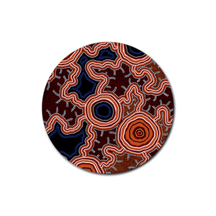 Authentic Aboriginal Art - Pathways Rubber Round Coaster (4 pack)