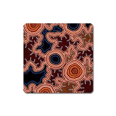 Authentic Aboriginal Art - Pathways Square Magnet by hogartharts