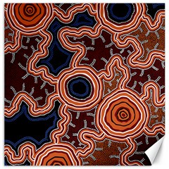 Authentic Aboriginal Art - Pathways Canvas 20  X 20  by hogartharts