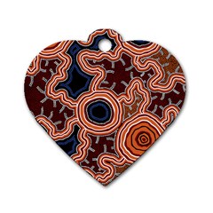 Authentic Aboriginal Art - Pathways Dog Tag Heart (one Side) by hogartharts