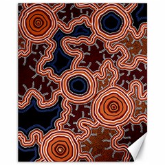 Authentic Aboriginal Art - Pathways Canvas 11  X 14  by hogartharts