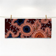 Authentic Aboriginal Art - Pathways Hand Towel by hogartharts