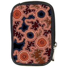 Authentic Aboriginal Art - Pathways Compact Camera Leather Case by hogartharts