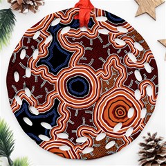 Authentic Aboriginal Art - Pathways Ornament (round Filigree) by hogartharts