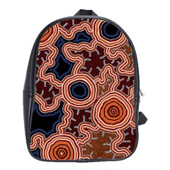 Authentic Aboriginal Art - Pathways School Bag (xl) by hogartharts