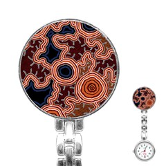 Authentic Aboriginal Art - Pathways Stainless Steel Nurses Watch by hogartharts