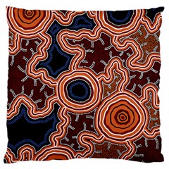 Authentic Aboriginal Art - Pathways Standard Premium Plush Fleece Cushion Case (one Side) by hogartharts