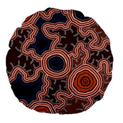 Authentic Aboriginal Art - Pathways Large 18  Premium Flano Round Cushions by hogartharts