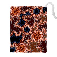 Authentic Aboriginal Art - Pathways Drawstring Pouch (5xl) by hogartharts