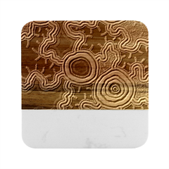 Authentic Aboriginal Art - Pathways Marble Wood Coaster (square)