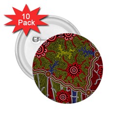 Authentic Aboriginal Art - Connections 2 25  Buttons (10 Pack)  by hogartharts