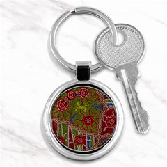 Authentic Aboriginal Art - Connections Key Chain (round) by hogartharts