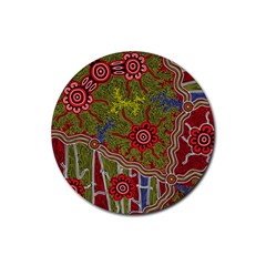 Authentic Aboriginal Art - Connections Rubber Coaster (round) by hogartharts