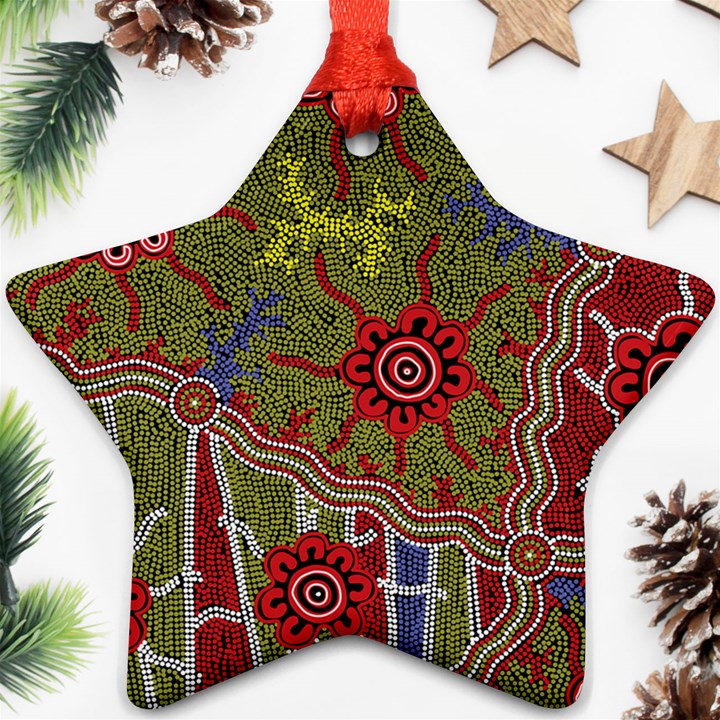 Authentic Aboriginal Art - Connections Star Ornament (Two Sides)