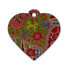 Authentic Aboriginal Art - Connections Dog Tag Heart (one Side) by hogartharts