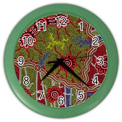 Authentic Aboriginal Art - Connections Color Wall Clock by hogartharts