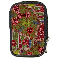 Authentic Aboriginal Art - Connections Compact Camera Leather Case by hogartharts