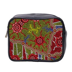 Authentic Aboriginal Art - Connections Mini Toiletries Bag (two Sides) by hogartharts