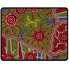 Authentic Aboriginal Art - Connections Fleece Blanket (medium) by hogartharts