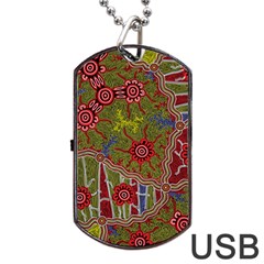 Authentic Aboriginal Art - Connections Dog Tag Usb Flash (two Sides) by hogartharts