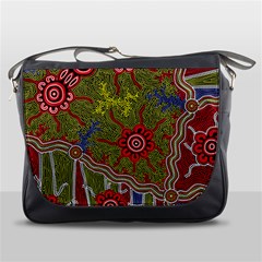 Authentic Aboriginal Art - Connections Messenger Bag by hogartharts