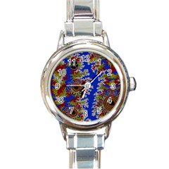 Authentic Aboriginal Art - Waterholes (corella) Round Italian Charm Watch by hogartharts