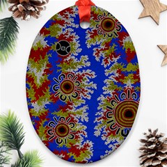 Authentic Aboriginal Art - Waterholes (corella) Ornament (oval) by hogartharts