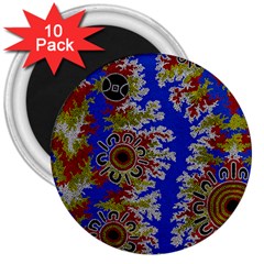 Authentic Aboriginal Art - Waterholes (corella) 3  Magnets (10 Pack)  by hogartharts