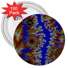 Authentic Aboriginal Art - Waterholes (corella) 3  Buttons (100 Pack)  by hogartharts