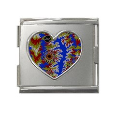 Authentic Aboriginal Art - Waterholes (corella) Mega Link Heart Italian Charm (18mm) by hogartharts