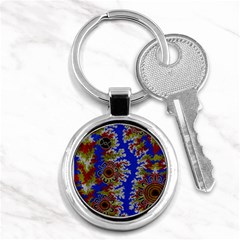 Authentic Aboriginal Art - Waterholes (corella) Key Chain (round) by hogartharts